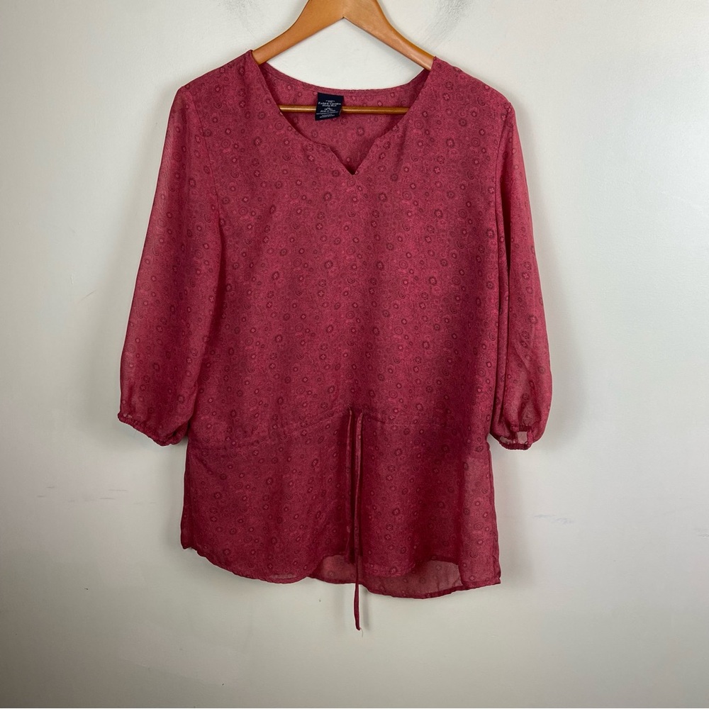 Faded Glory Pink Abstract Print Drop Waist Tunic y2k Modest Casual‎ Medium 8/10